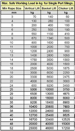 Single Part Rope Wire Slings